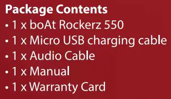 boAt Rockerz 550 Over Ear Wireless Headphone User Manual - Package Contents