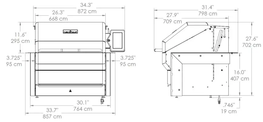 VGB0001S 28-Inch Stainless Steel Built-In Grill - Grill Height with Hood Open– 47.1 in