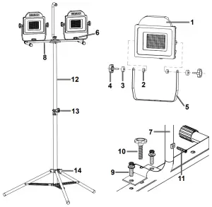 Harbor Freight BRAUN Detachable LED Floodlight - Diagram