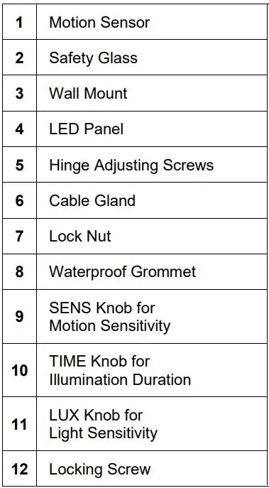 Wetelux 20W LED Floodlight with 150° PIR 6500 K, 1600 lm, IP 44 Instructions - Overview
