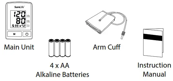 SureLife 4332595483 Arm Blood Pressure Monitor- Package Contents