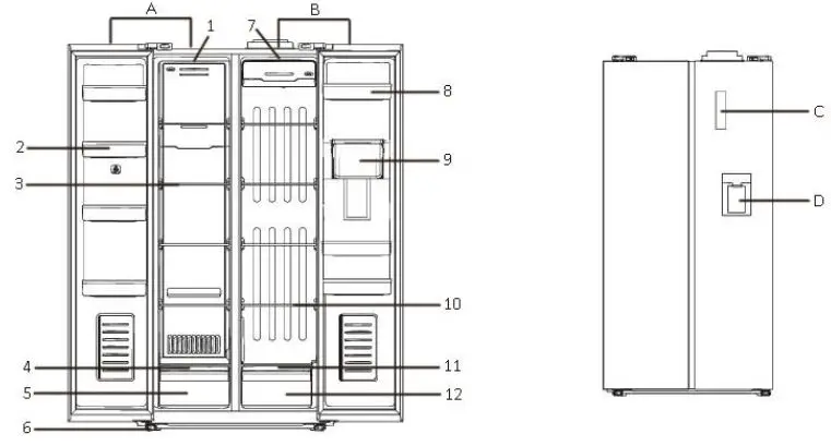 BestMatic AFC2702 IM Side by Side Refrigerator Instruction Fig1