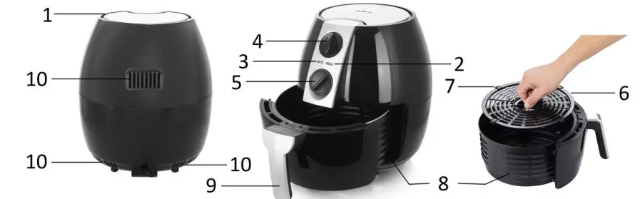 emerio AF-116073 Smart Fryer- PARTS DESCRIPTION