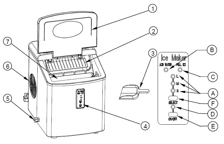 Adexa HZB15SA Portable Automatic Ice Maker fig 1