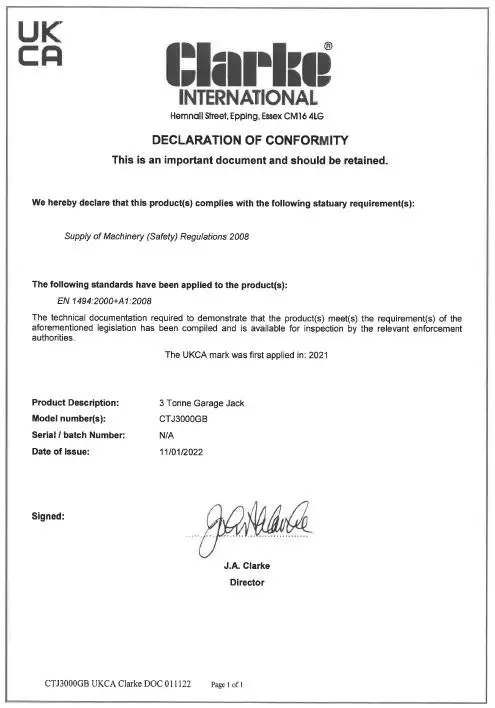 Clarke-CTJ3000GB-3-Tonne-Garage-Jack-8