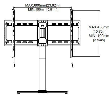 USX MOUNT XAS309 1 Swivel Universal TV Stand - Dimensions 1