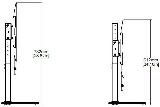 USX MOUNT XAS309 1 Swivel Universal TV Stand - Dimensions 4