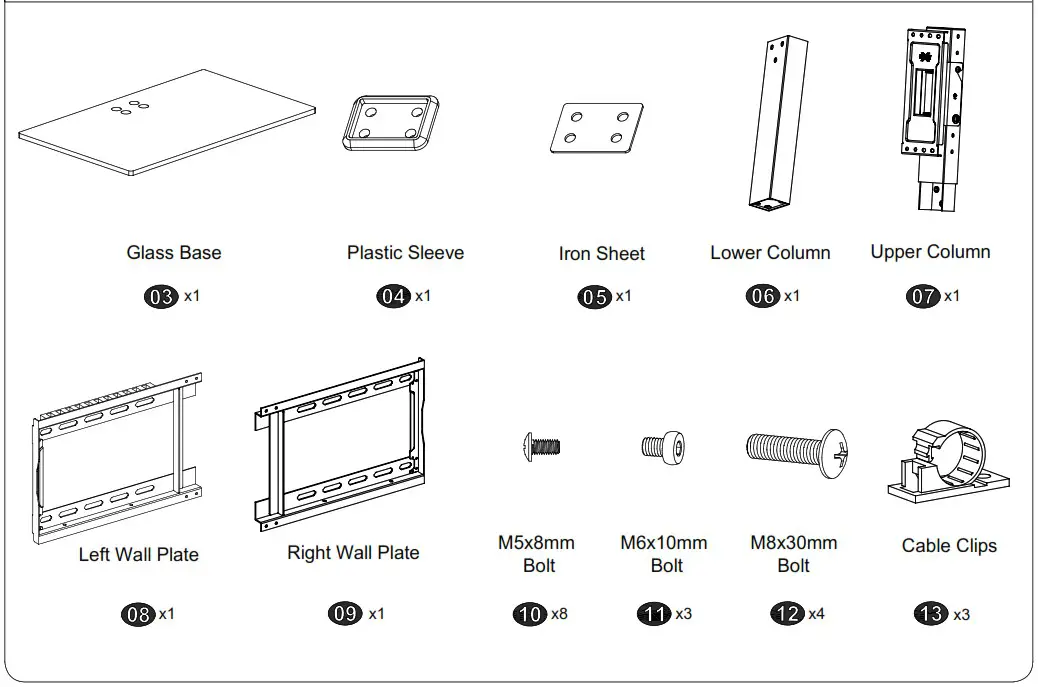 USX MOUNT XAS309 1 Swivel Universal TV Stand - Hardware for Products Assembly