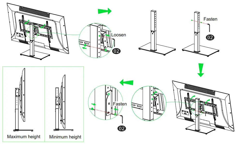 USX MOUNT XAS309 1 Swivel Universal TV Stand - STEP 5 Adjustments 2