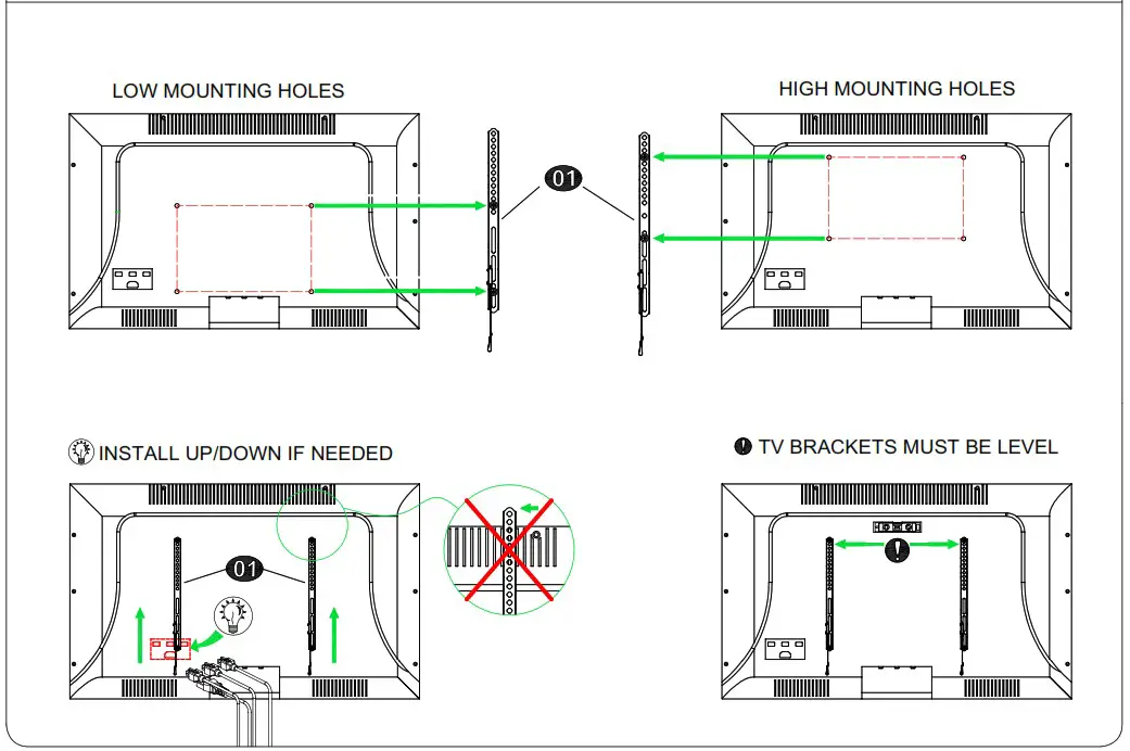 USX MOUNT XAS309 1 Swivel Universal TV Stand - Step 1 Attach Brackets to TV 2