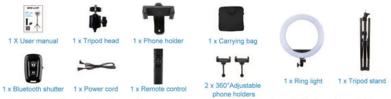 EOTO LIGHT 18N LED Ring Light with Tripod Stand - fig1