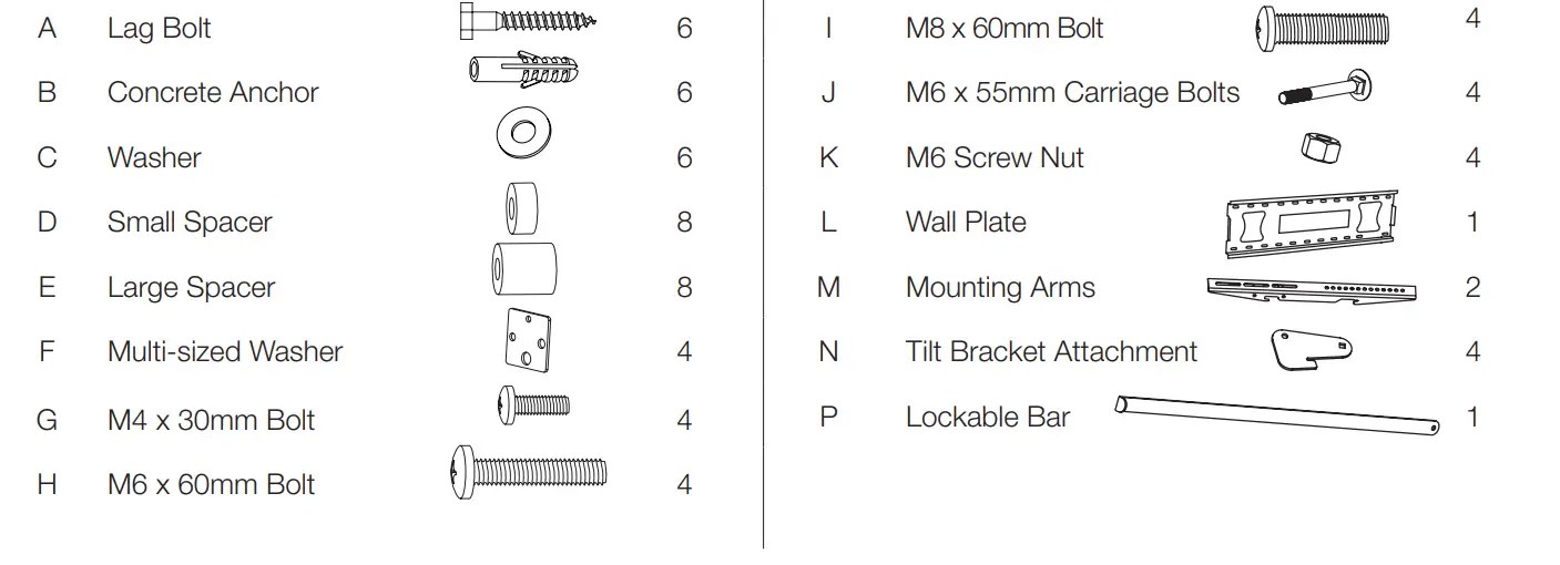 crest BRBLFTXL TV Wall Mount 1