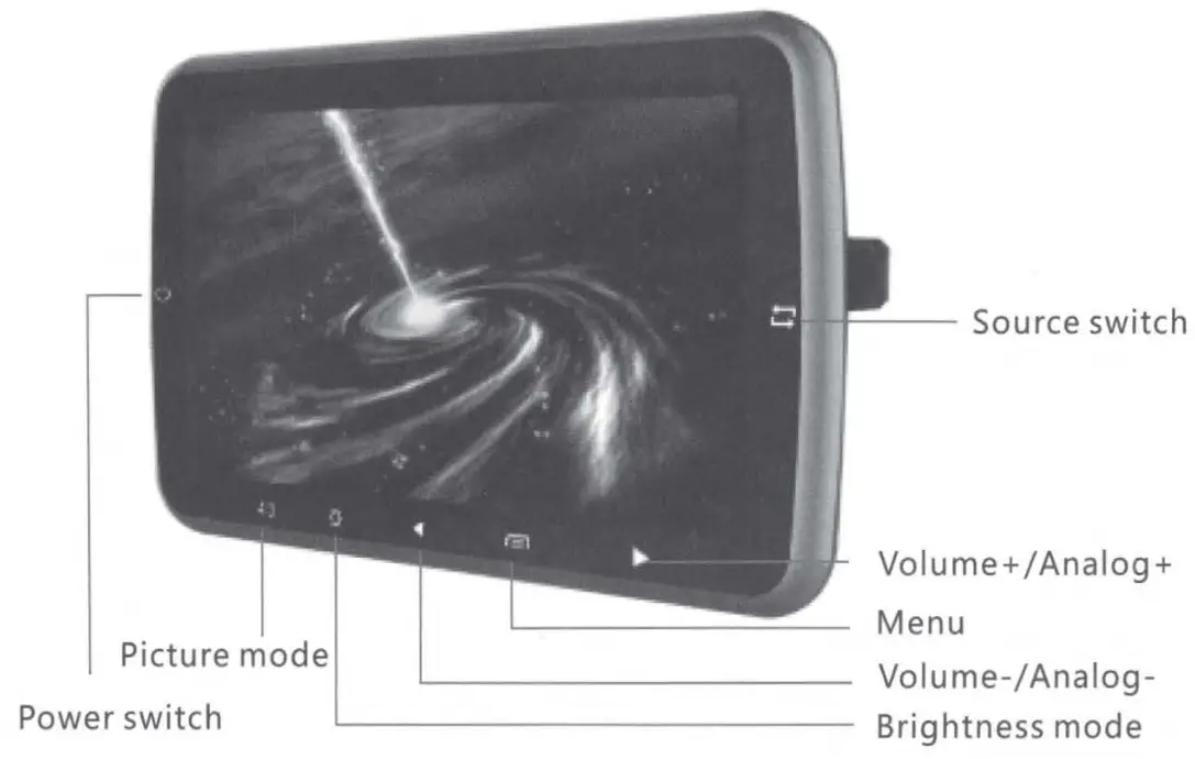 ACCELLE DVD9855 9 Inch LED Headrest Monitor with DVD Player - DVD AV DISPLAY