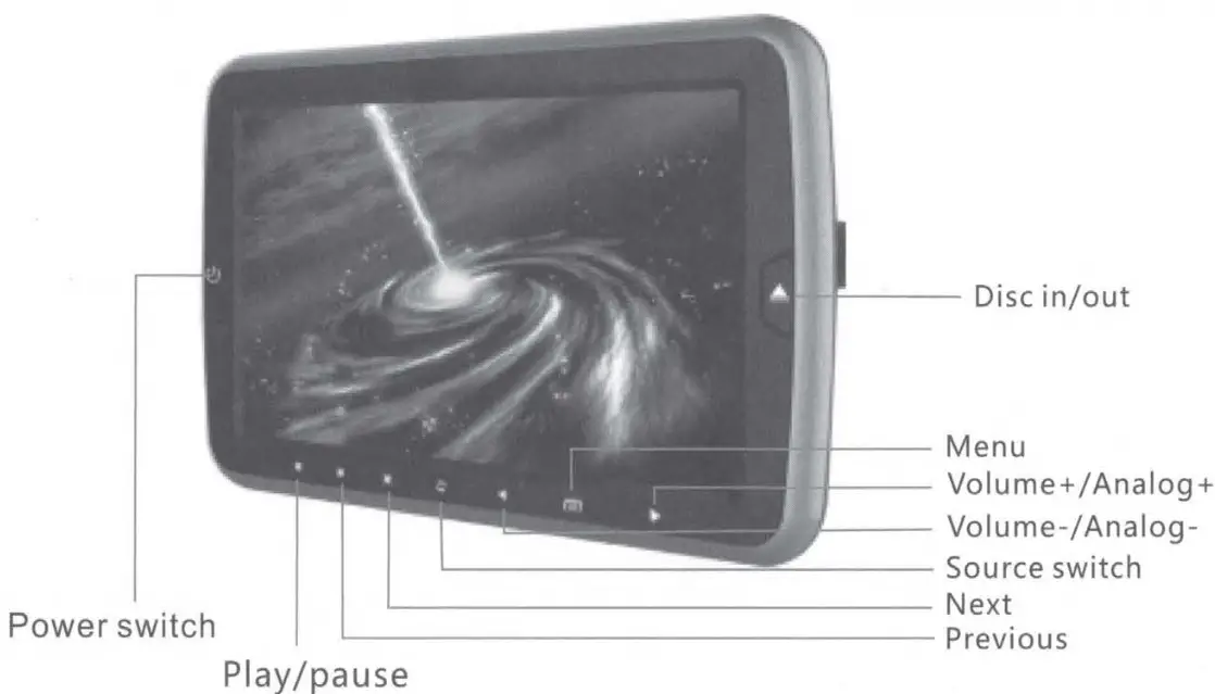 ACCELLE DVD9855 9 Inch LED Headrest Monitor with DVD Player - DVD PLAYER