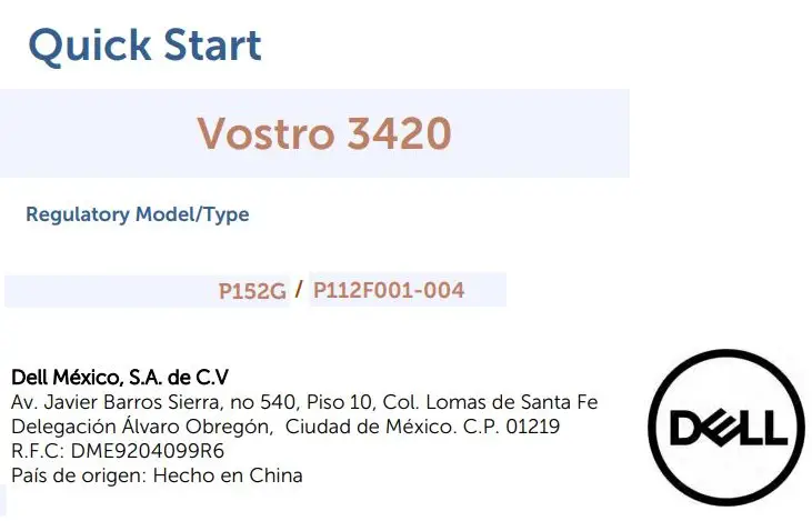 DELL Vostro 3420 14 Inch Laptop User Guide