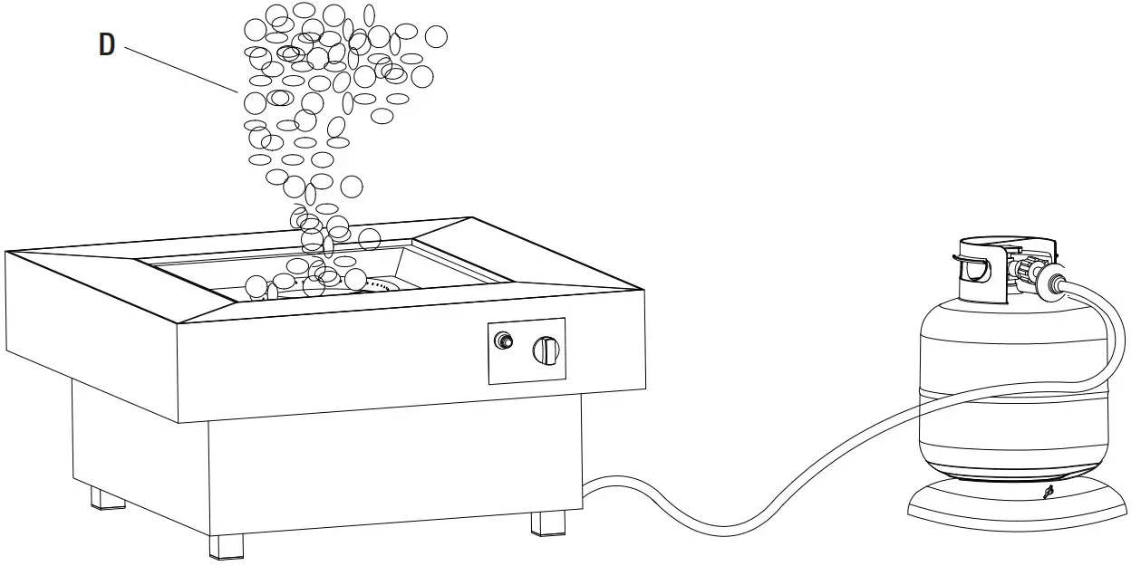HOME DECORATORS COLLECTION 23101FP Rutherford 30 Inch Square Concrete Grey Low Profile Steel Gas Fire Pit - Fire glass