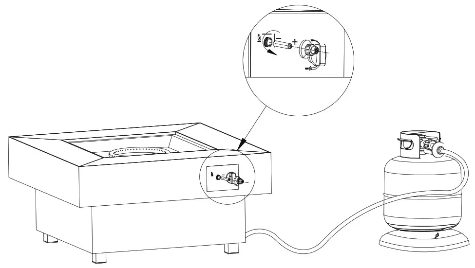 HOME DECORATORS COLLECTION 23101FP Rutherford 30 Inch Square Concrete Grey Low Profile Steel Gas Fire Pit - Inserting battery 22