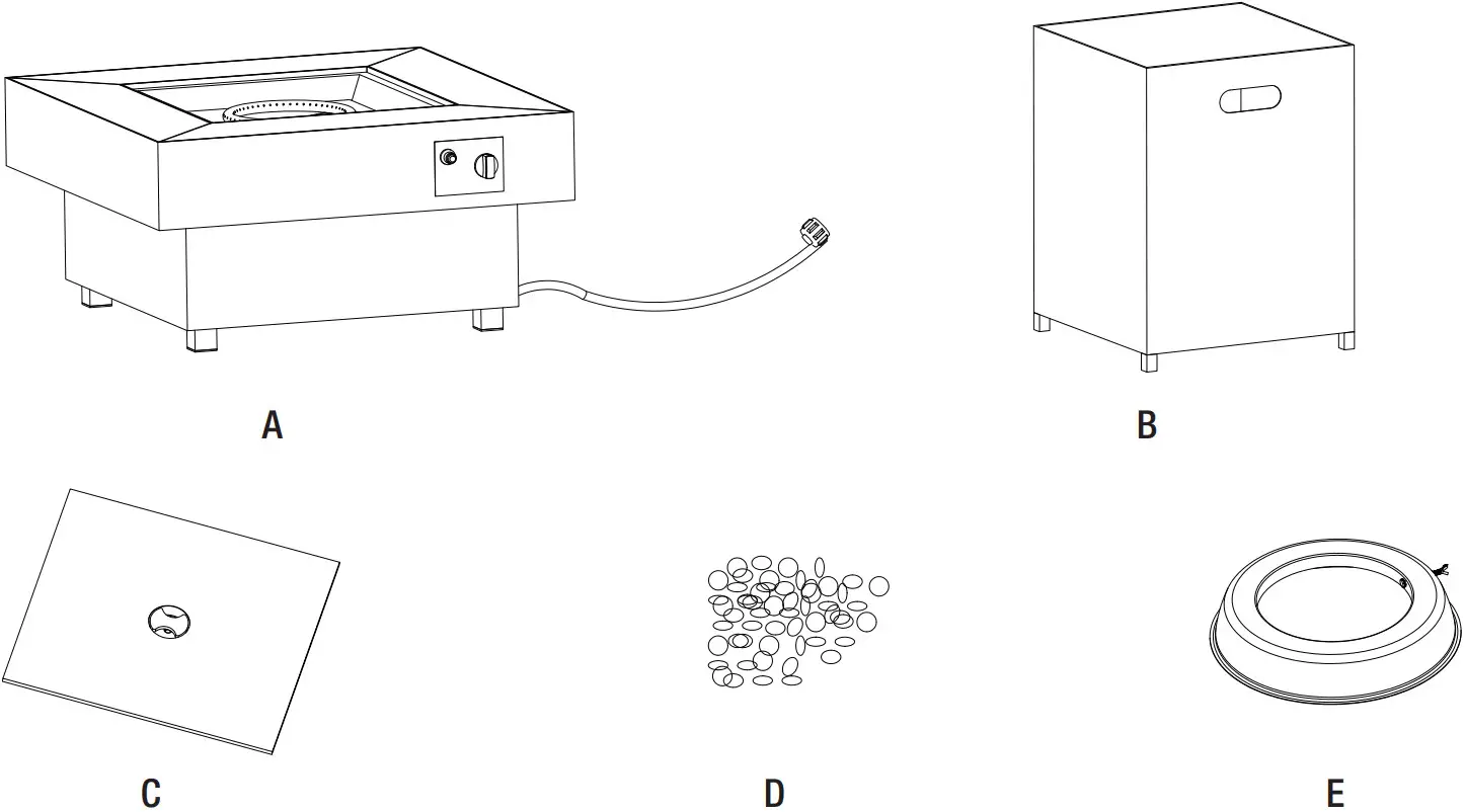 HOME DECORATORS COLLECTION 23101FP Rutherford 30 Inch Square Concrete Grey Low Profile Steel Gas Fire Pit - fig 2