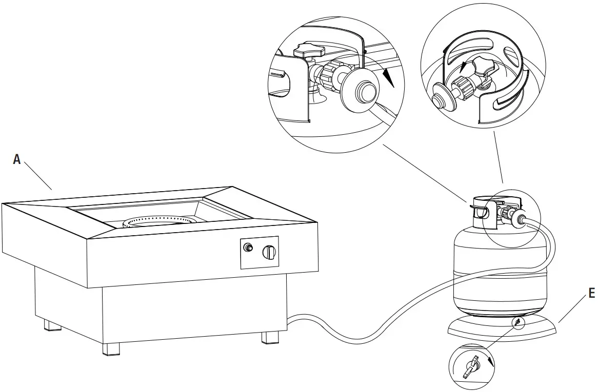 HOME DECORATORS COLLECTION 23101FP Rutherford 30 Inch Square Concrete Grey Low Profile Steel Gas Fire Pit - fig 3