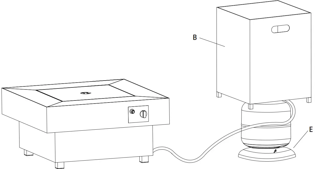 HOME DECORATORS COLLECTION 23101FP Rutherford 30 Inch Square Concrete Grey Low Profile Steel Gas Fire Pit - side table