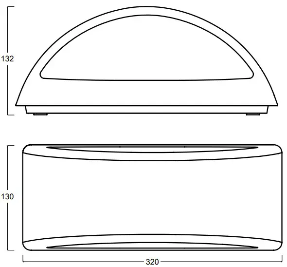 Arc LKU3213CCT Up Down Wall Light - Dimensions