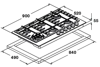 FULGOR MILANO 90cm Gas on Glass Hob with Wok Burner-3
