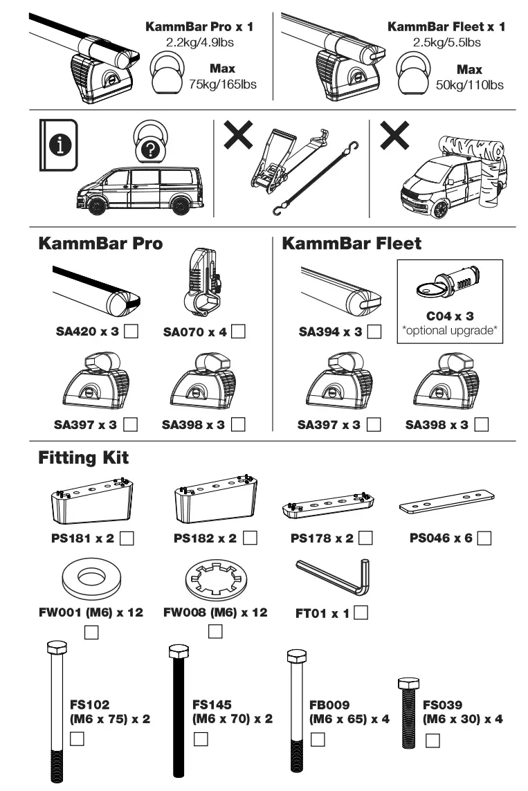 Rhino RA3PR-FL KammBar Pro Aluminium Roof Bars - fig