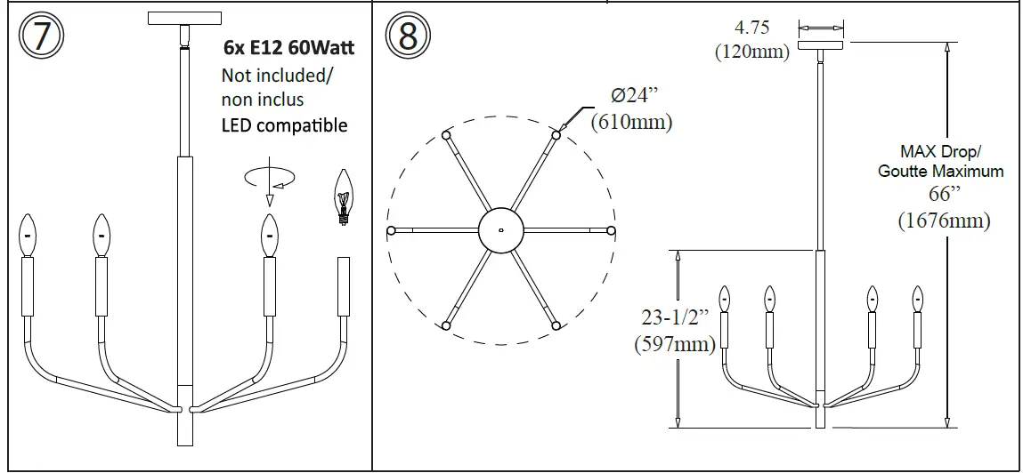 Dainolite-ELN-246C-Matte-Black-Six-Light-Chandelier-3