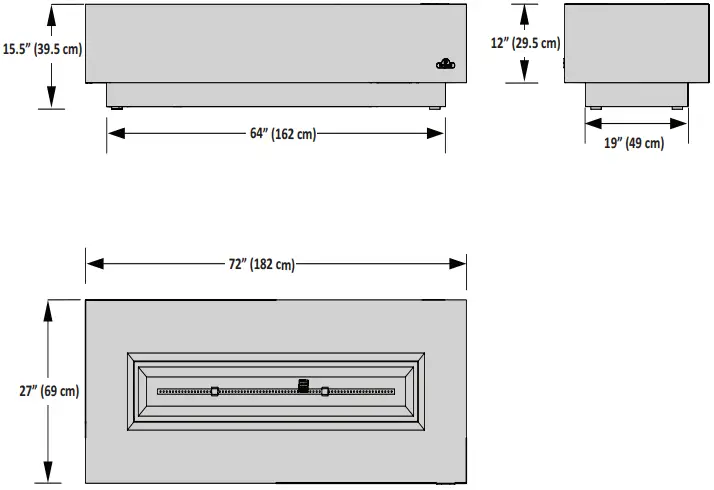 NAPOLEON GPFRCN72 Patioflame Table - DIMENSIONS 1
