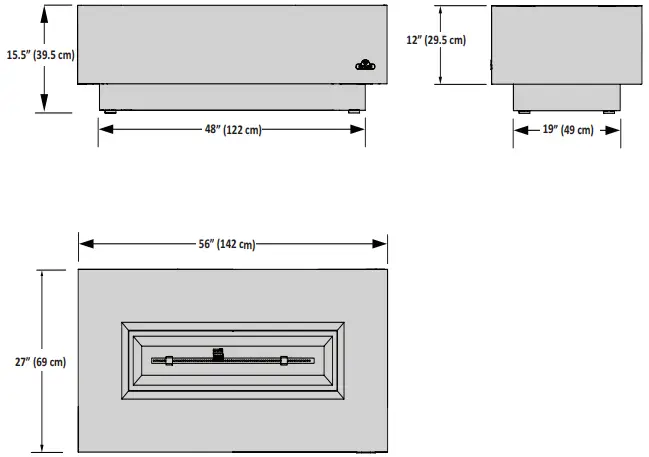 NAPOLEON GPFRCN72 Patioflame Table - DIMENSIONS 2