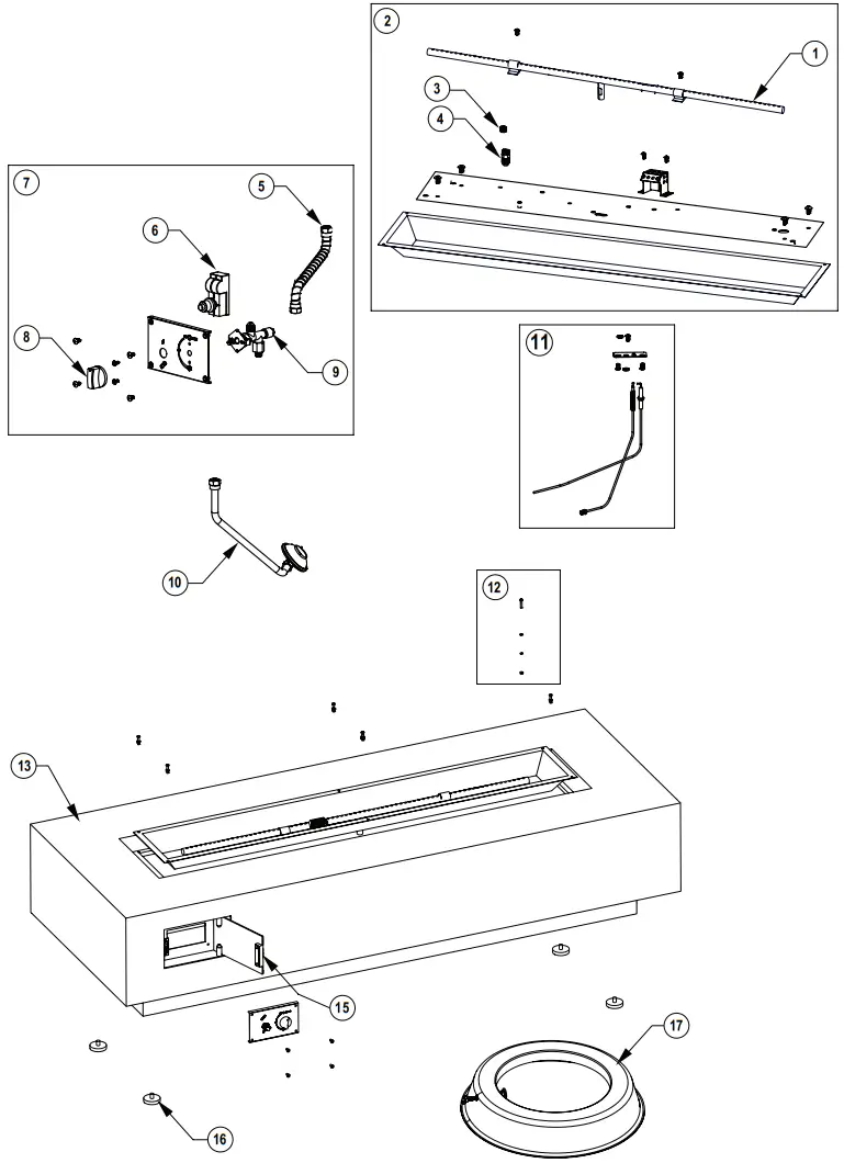 NAPOLEON GPFRCN72 Patioflame Table - Parts Diagram 1