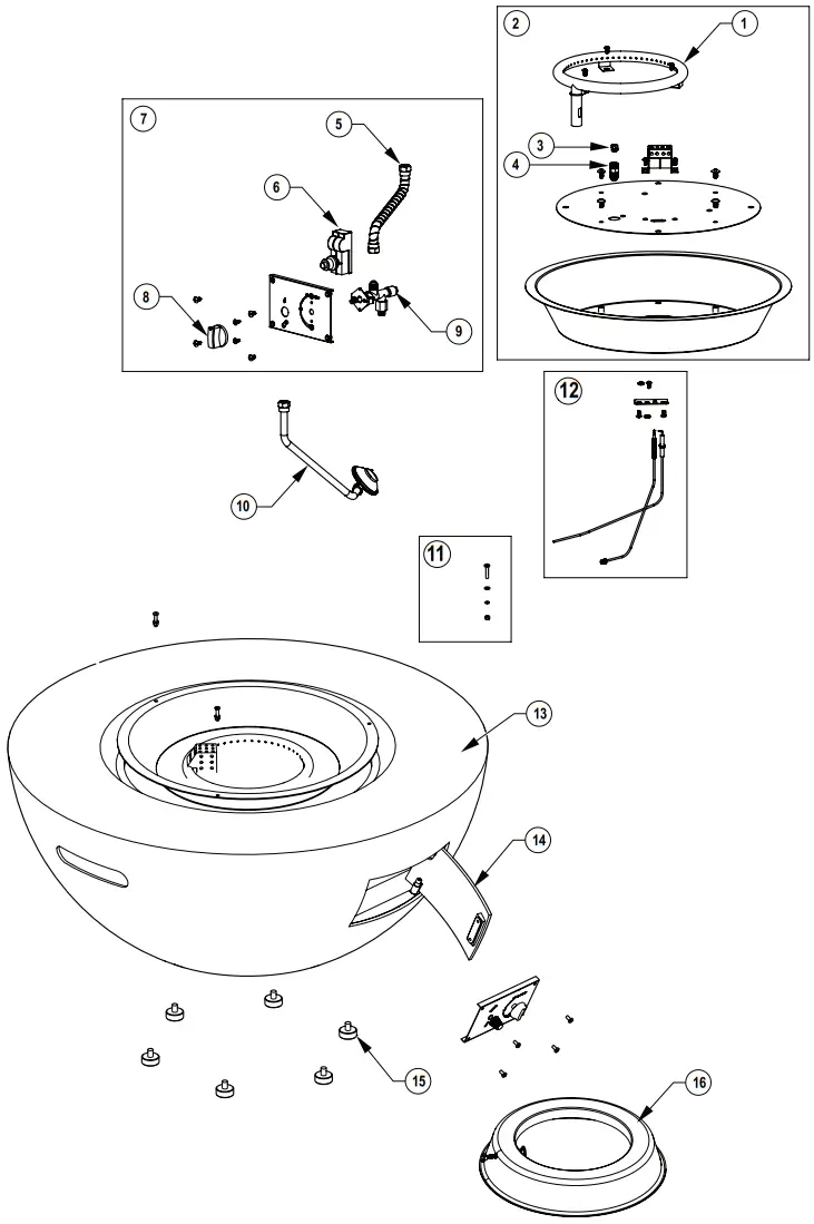 NAPOLEON GPFRCN72 Patioflame Table - Parts Diagram 2