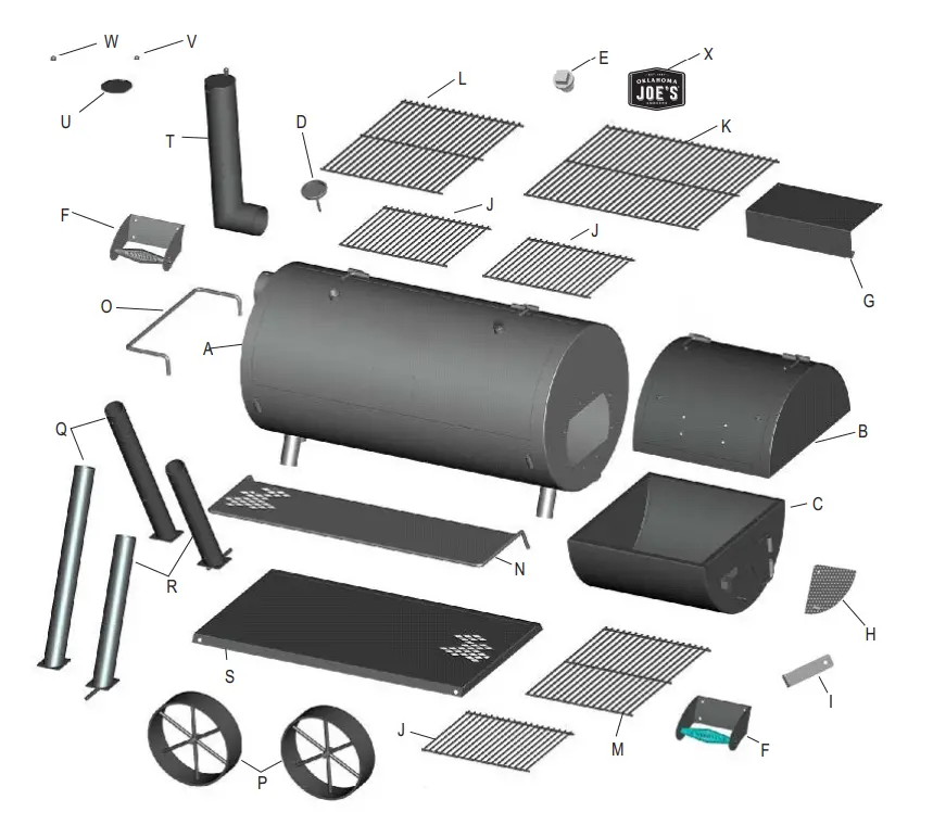 OKLAHOMA JOE S 21202124 Longhorn Reverse Flow Offset Smoker- Parts
