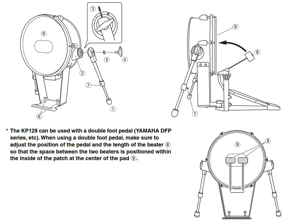 YAMAHA KP128 DMX Electronic Drum Pad-- Adjust the position