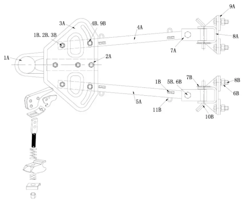 HAULMASTER 61625 5000 LB Capacity Adjustable Tow Bar- Parts List and Diagram