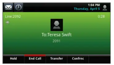 VEXUS VVX 500 Business Media Phones - Active Call View
