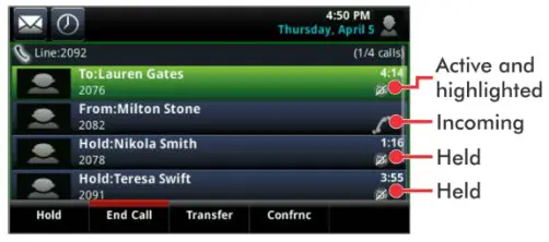 VEXUS VVX 500 Business Media Phones - Calls View