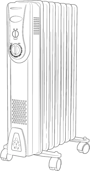 VonHaus 2500108 1500W 7 Fin Black Oil Filled Radiator