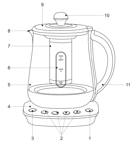 BRAYER BR1015 Electric Kettle - overview