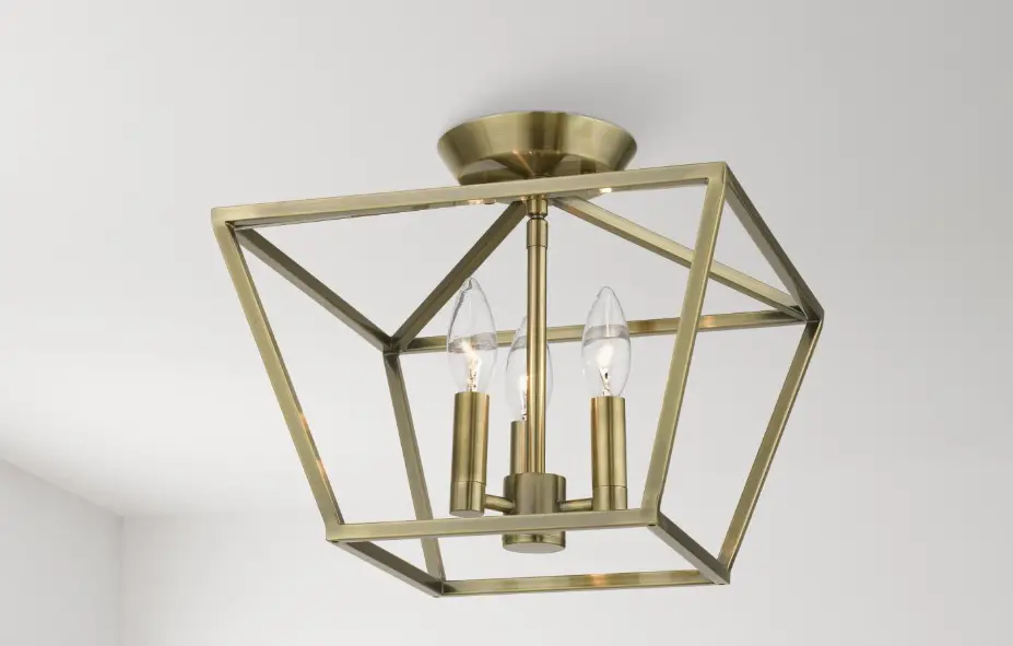 Livex Lighting 49430-01 Devone 3 Light 13 Inch Antique Brass Semi-flush Ceiling Light Instruction Manual Livex Lighting 49430-01 Devone 3 Light 13 Inch Antique Brass Semi-flush Ceiling Light Instruction Manual