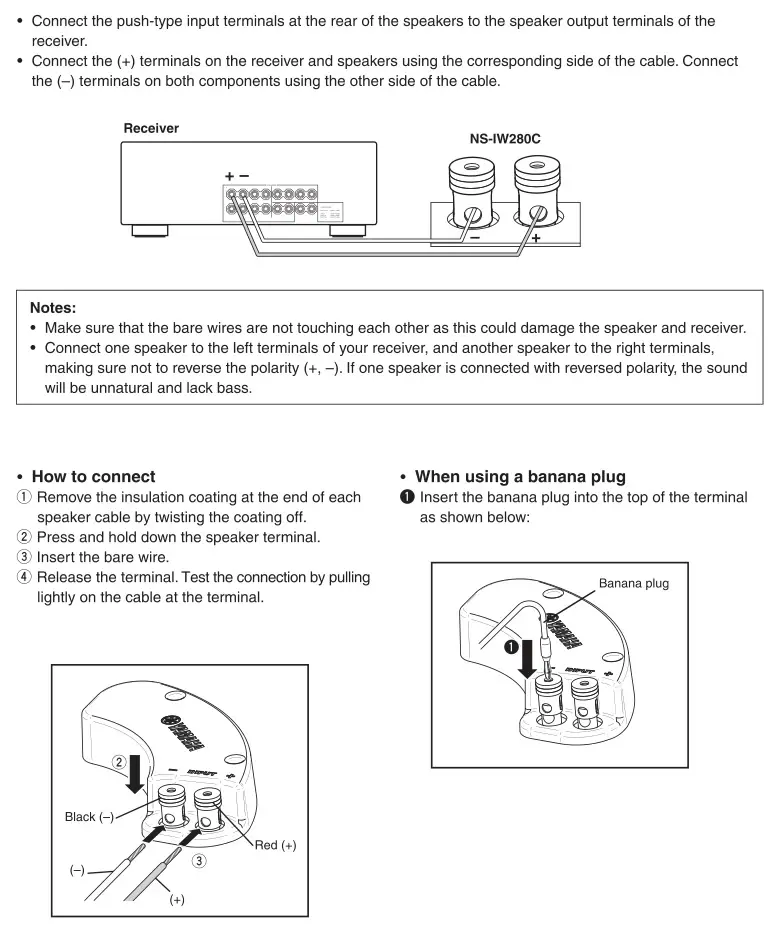 Yamaha In-Ceiling Speaker NS-IW280C - Connection
