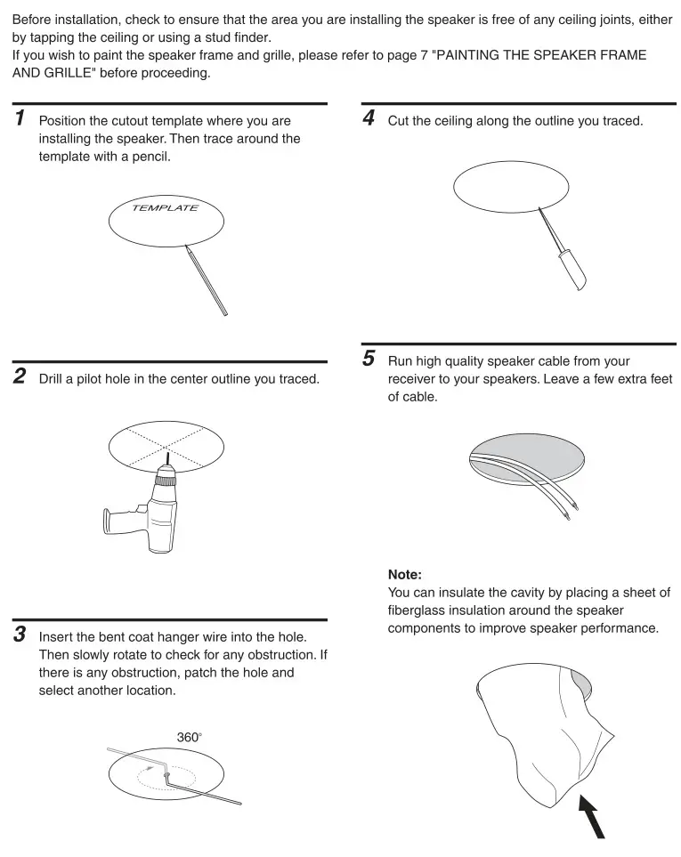 Yamaha In-Ceiling Speaker NS-IW280C - Installation