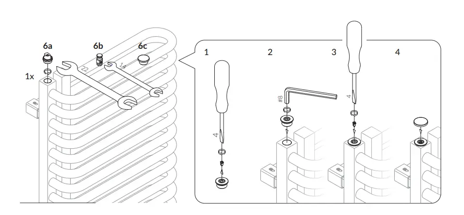 TERMA 2605BTU Flat 500 mm 1110 mm Designer Towel Radiators - Fig 1