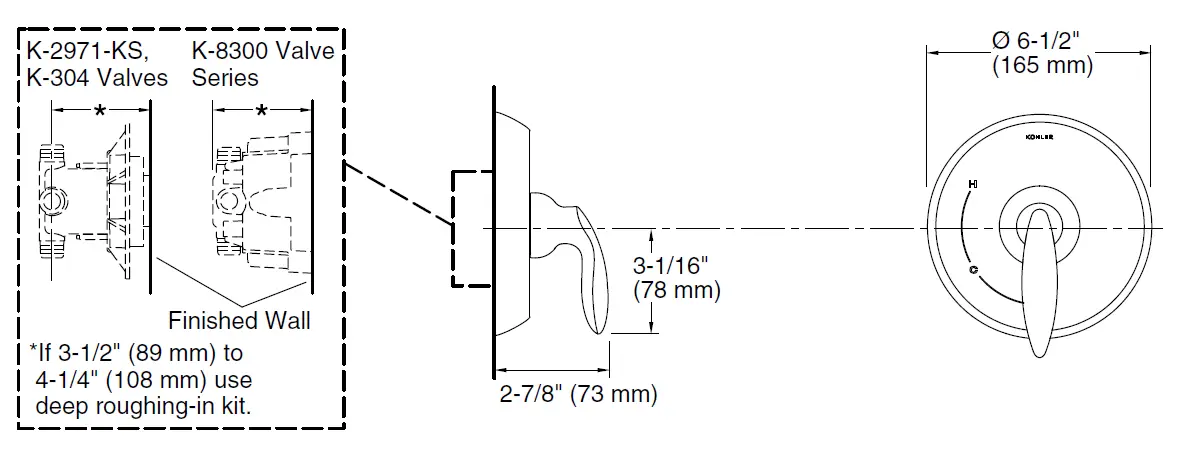 KOHLER K-TS15621-4 Coralais 1-Handle Valve Trim Kit 1