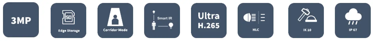 unv IPC323LB-SF28-40-K-G 3MP HD IR Fixed Dome Network Camera - Key Features