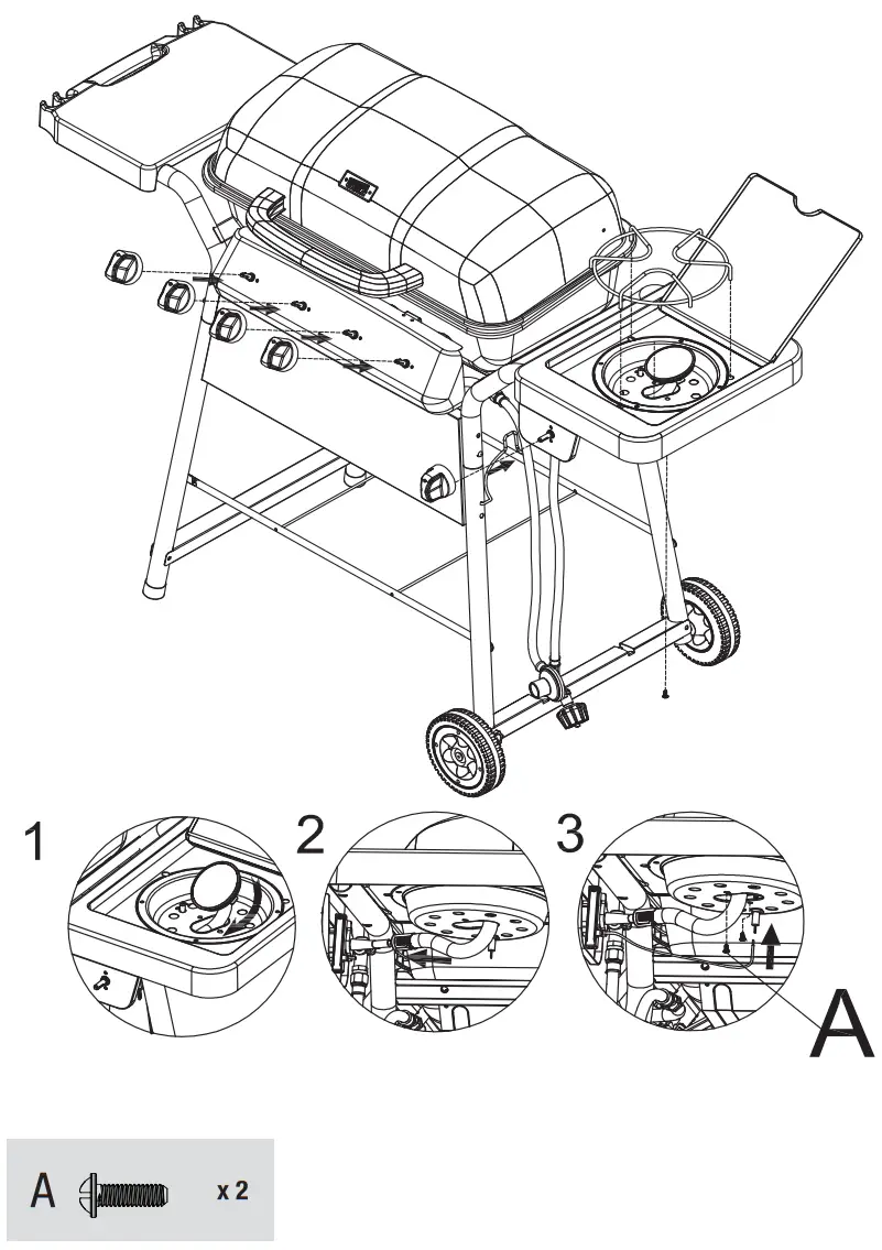 Attach Control Knobs, Side Burner and Side Burner Grid