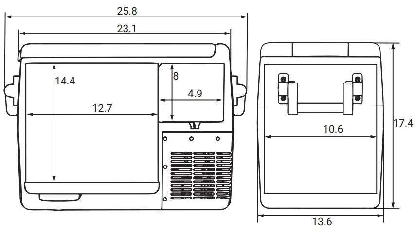 BougeRV E30 Portable Car Refrigerator - Dimensions 2