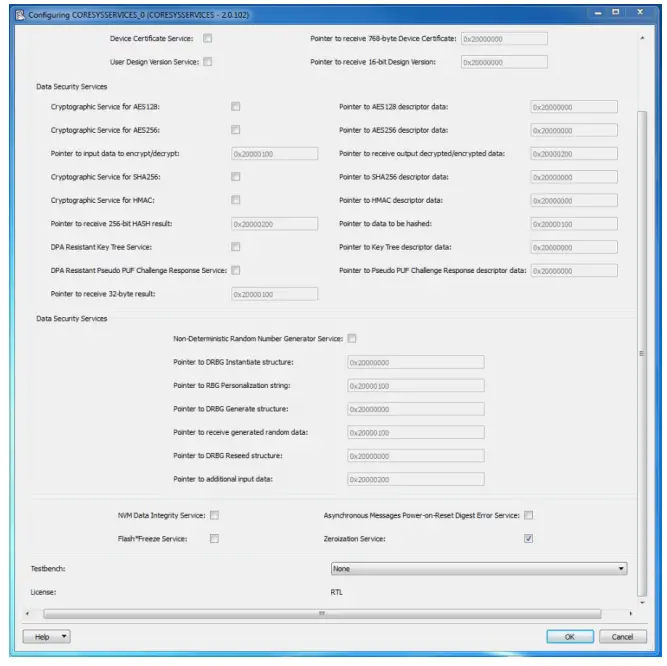 Microsemi UG0837 IGLOO2 and SmartFusion2 FPGA System Services Simulation - Core Configurator 1