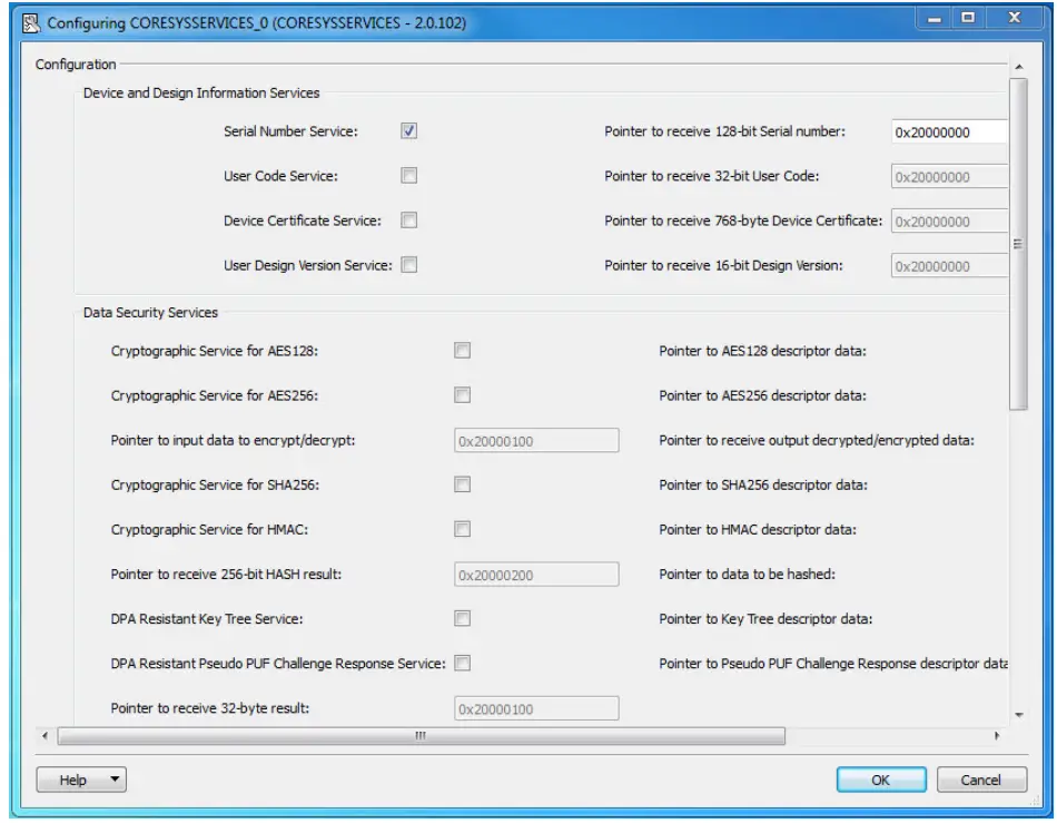 Microsemi UG0837 IGLOO2 and SmartFusion2 FPGA System Services Simulation - Core Configurator