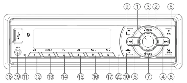 CRYSTAL CR1801 Digital Media Receiver Bluetooth USB AUX - front panel